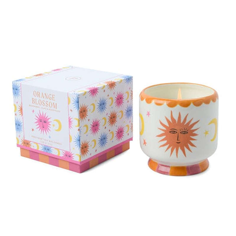adopo candle ceramic pot with orange blossom soya wax candle