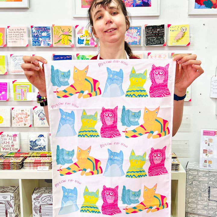 arthouse Miaow for Now Cotton Tea Towel