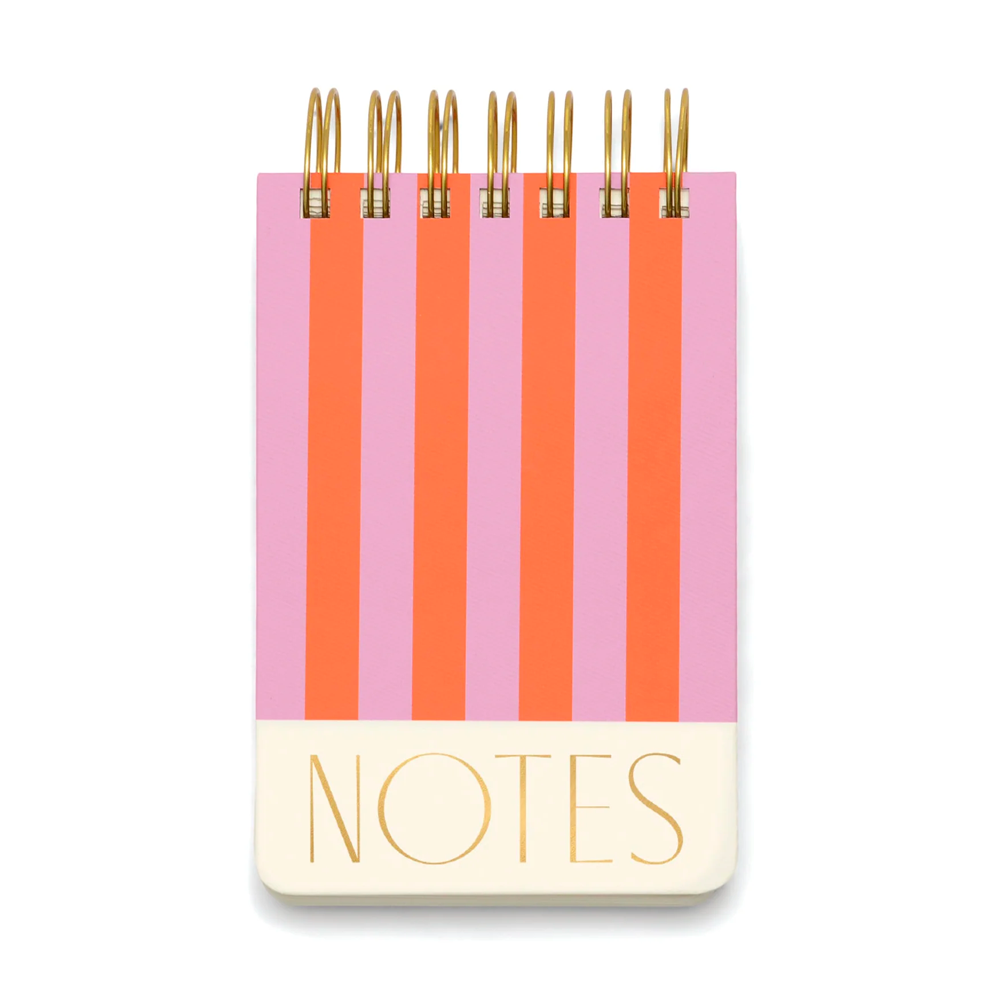 chunky notepad with striped cover and big rings