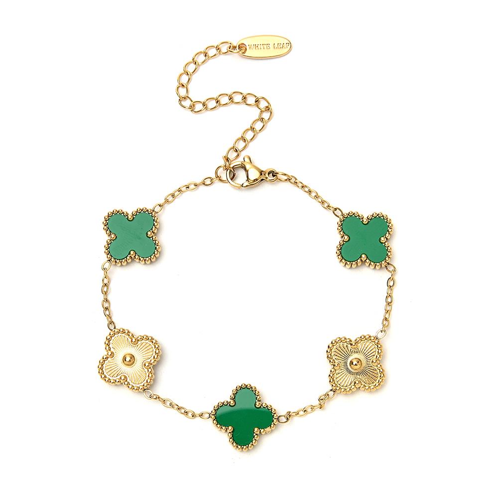 green and gold clover bracelet