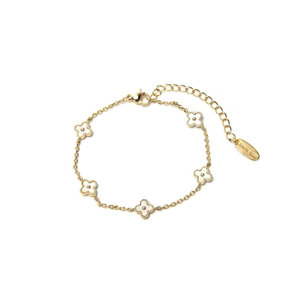 mini clover bracelet white mop and gold