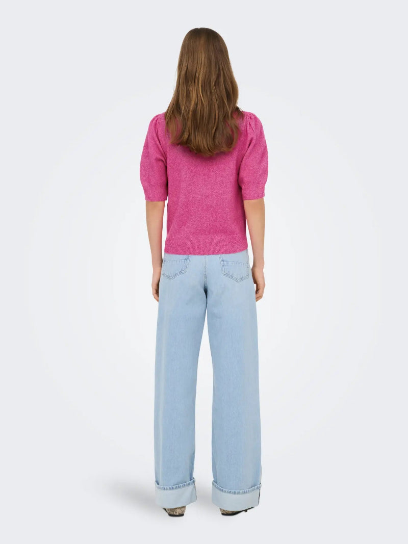 Only Rica pullover short sleeved raspberry rose back view