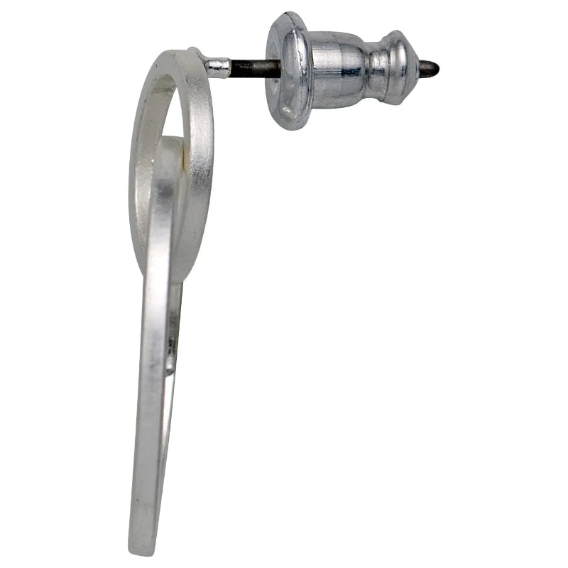 Silver earring on a white background