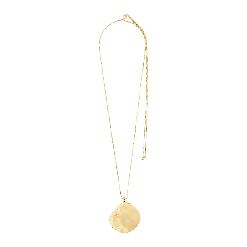 Pilgrim Sparkle Necklace Gold-plated with a round pendant on a white background