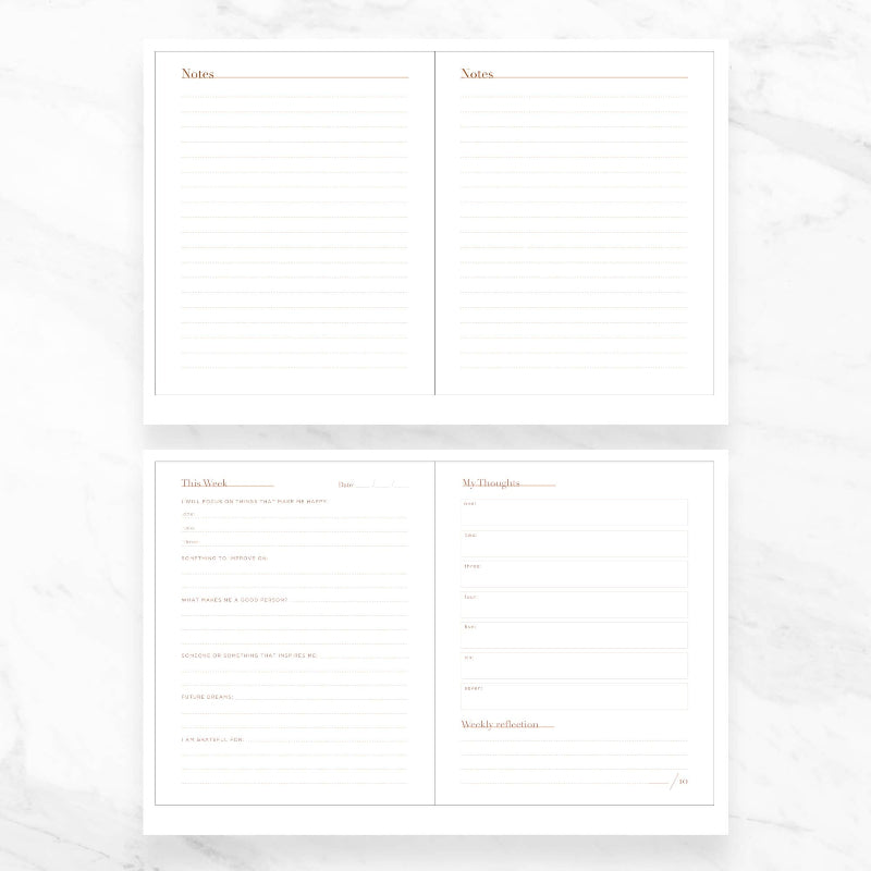 Two sheets of paper with text on a white background