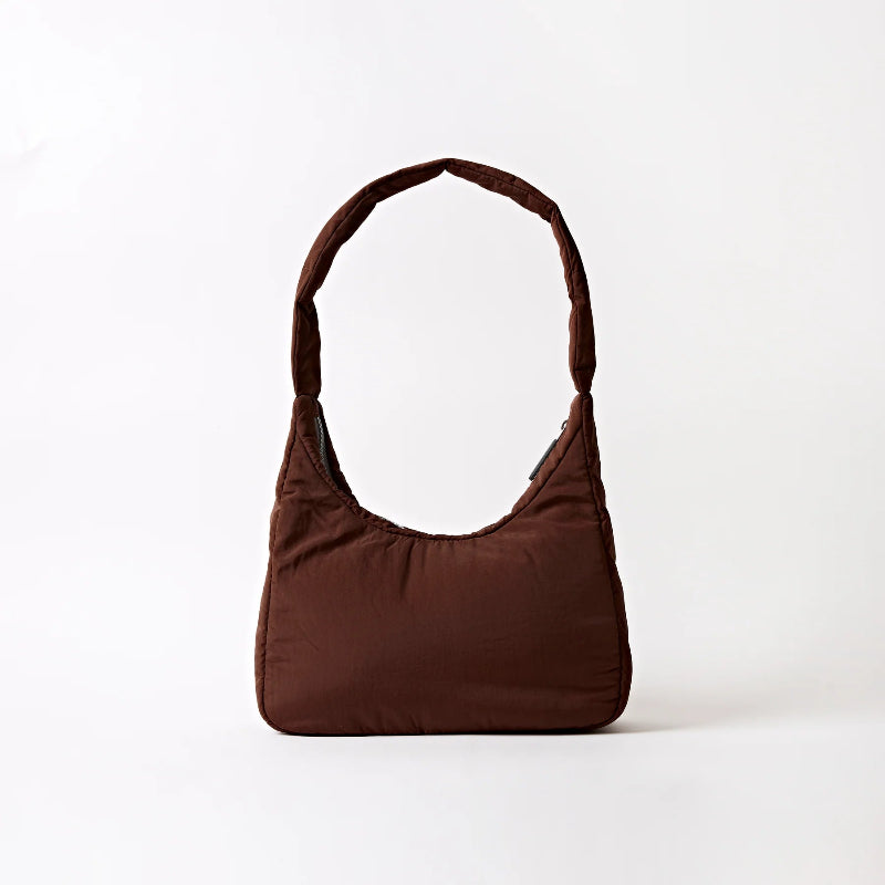 roka belize handbag in Brown shoulder bag on a white background
