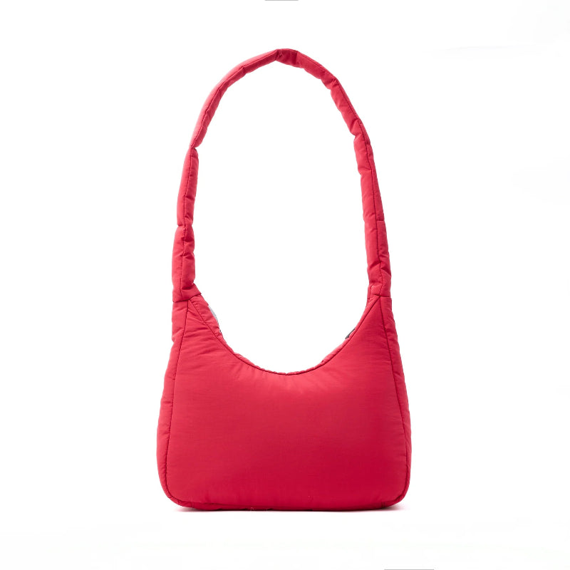 Red handbag on a white background