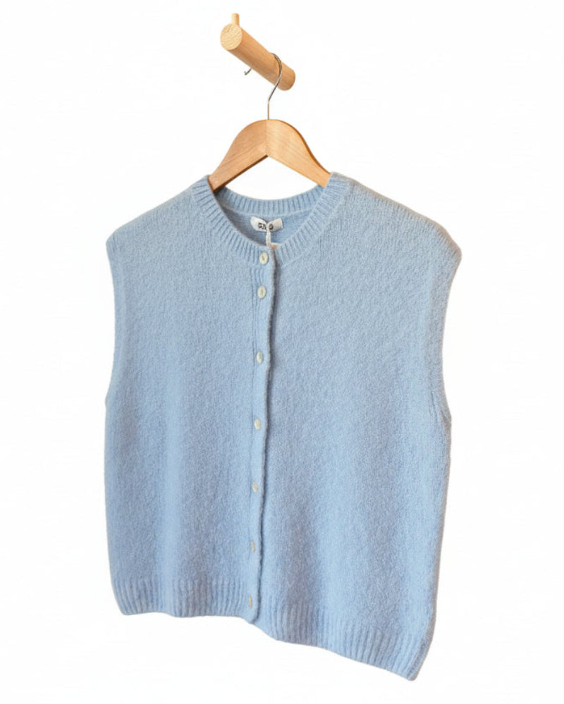 Alpaca Button Tank Top Baby Blue
