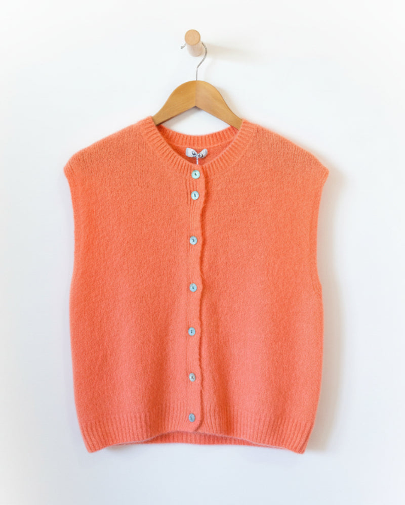Alpaca Button Tank Top Papaya