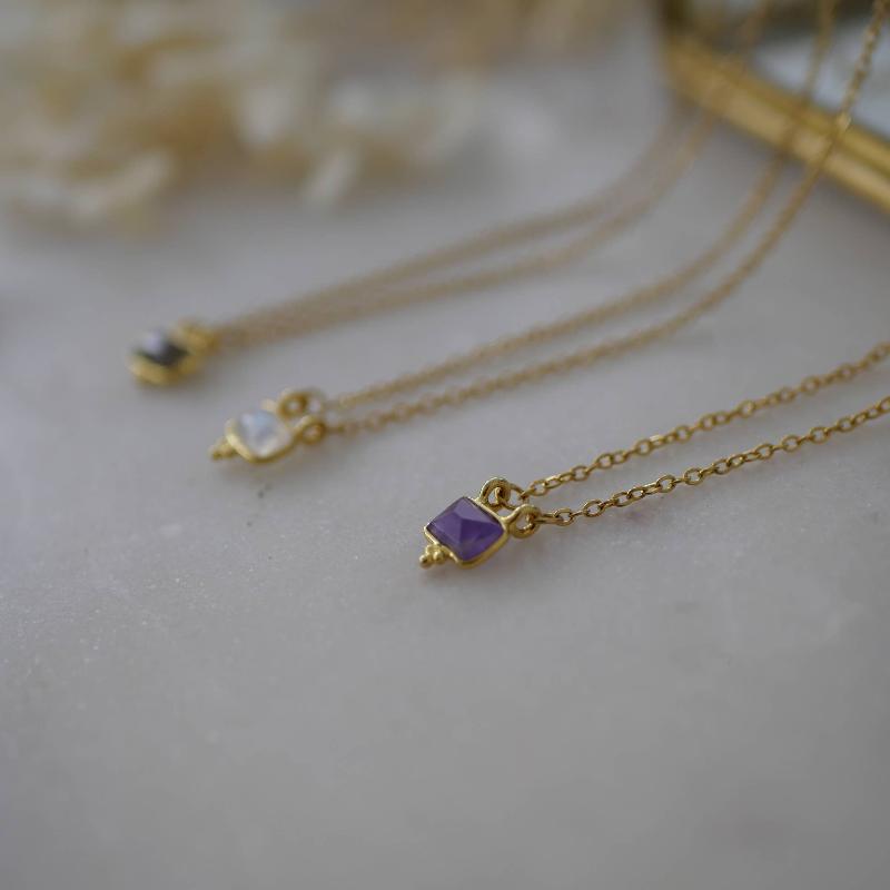 boho amethyst gold necklace