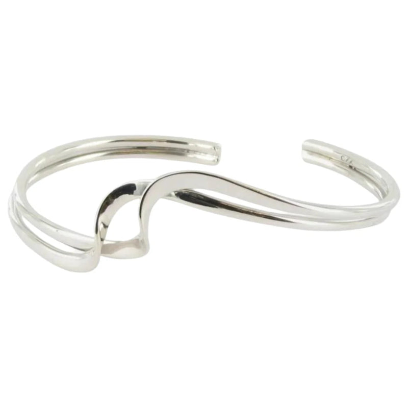 Twist Silver Bangle on white background