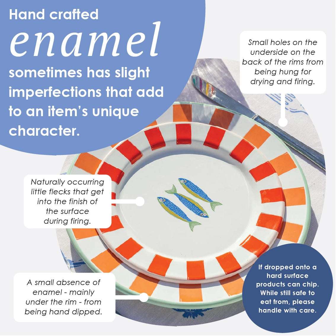 Bon Appétit Enamel Plate Sardine - 25cm enamel details