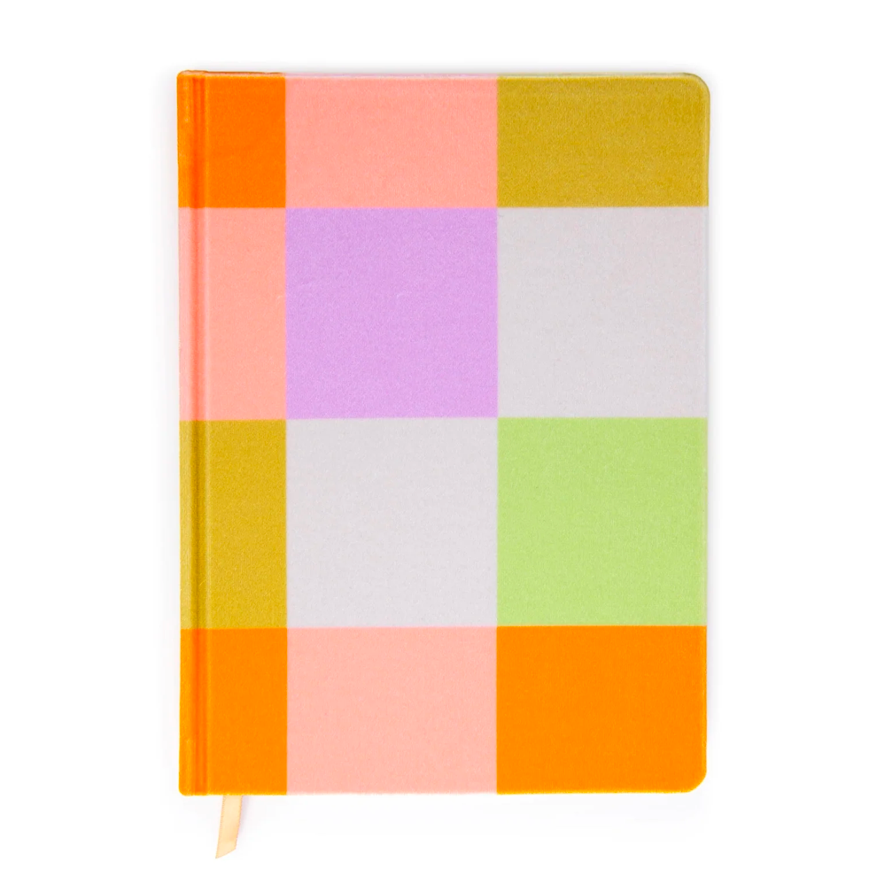 rainbow check velvet covered journal large