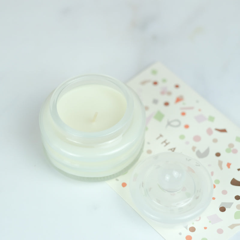 glass jar scented candle white