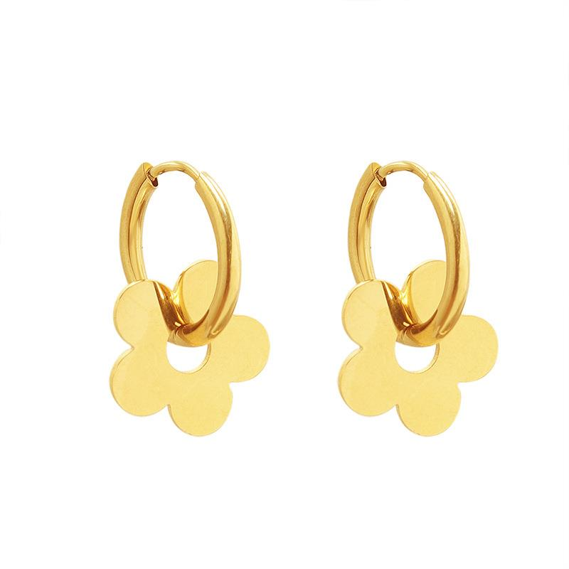 gold flower huggie hoop earrings