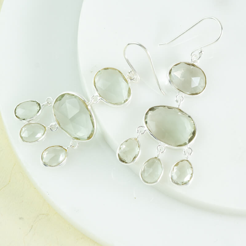 boho gemstone green amethyst earrings