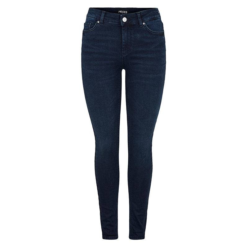 Pieces skinny jeans dark blue mid waist