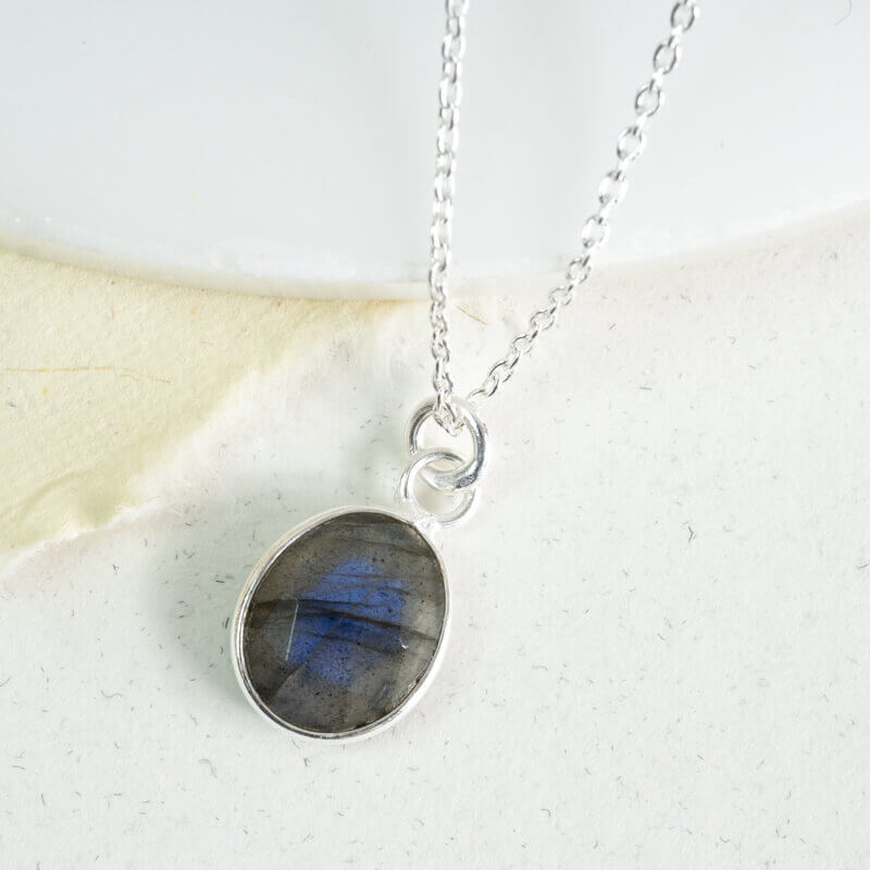 labradorite pendant drop necklace silver
