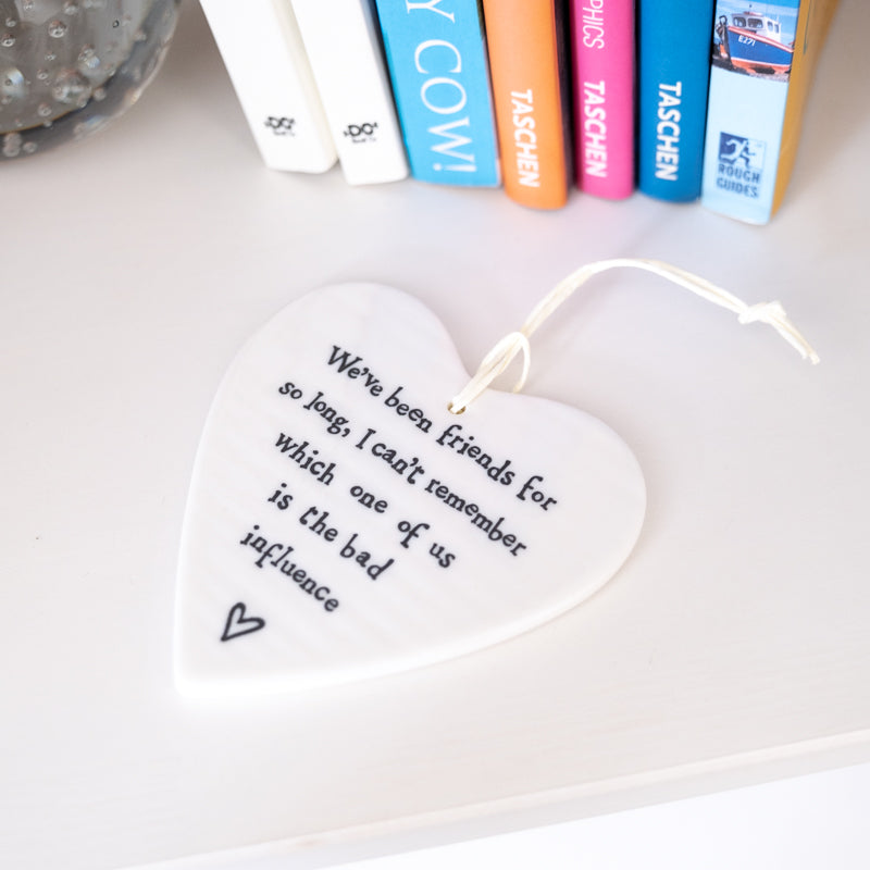 east of india hanging heart w ith quote for friends