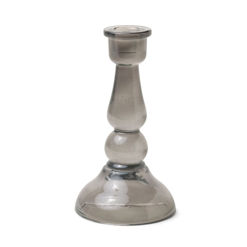 black glass candle holder