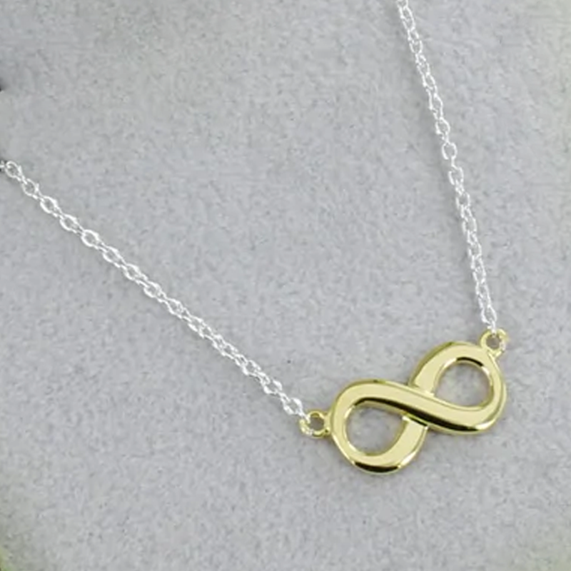 Infinity necklace in silver and gold