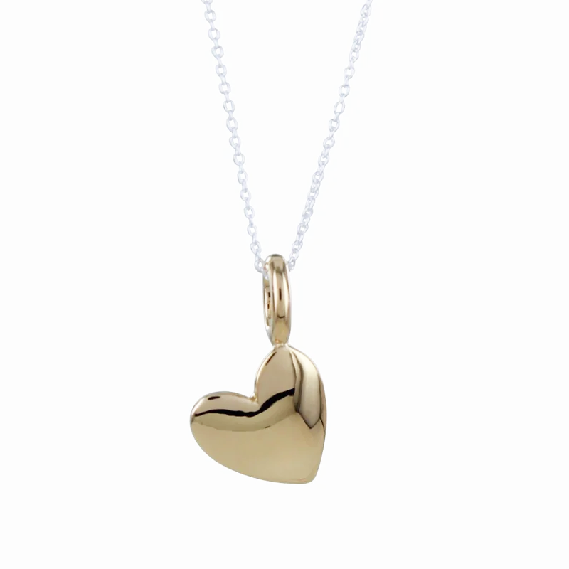 gold heart necklace with curved shape