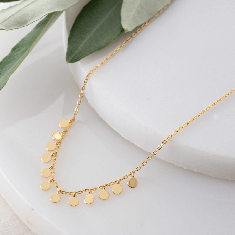 gold dot layering necklace
