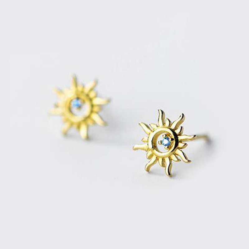 GOLD STUD SUN EARRINGS