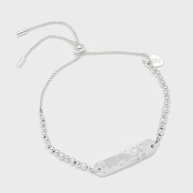 silver id bracelet with drawstring