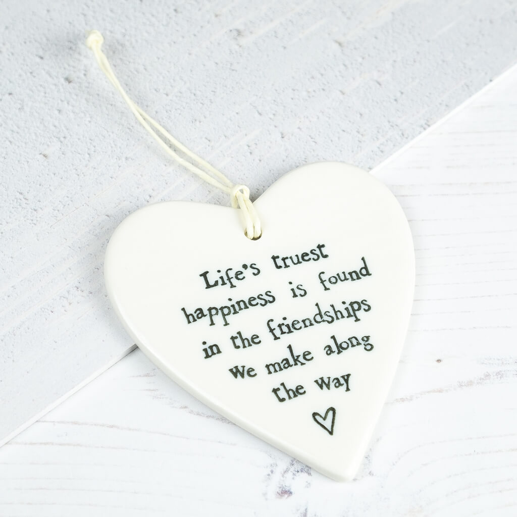 East of India Porcelain Heart Life's Truest Happiness