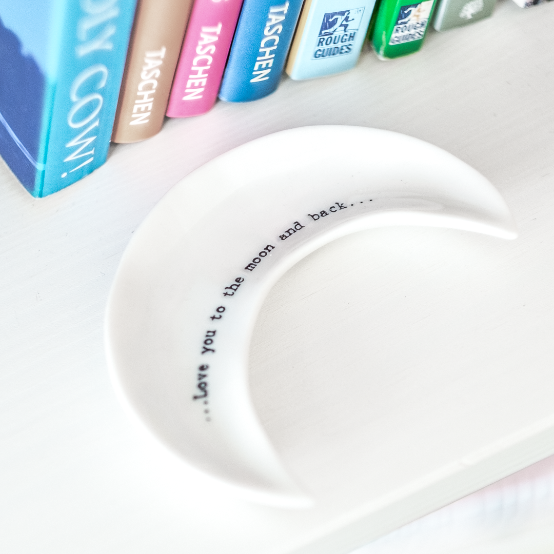 love you to the moon and back trinket bowl