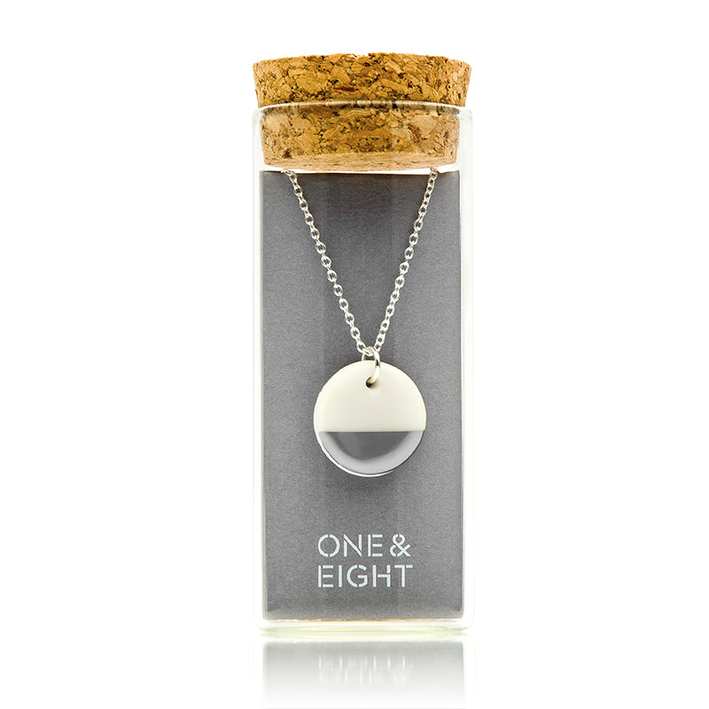 One & Eight porcelain silver dipped necklace