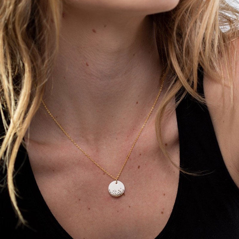 handmade porcelain necklace gold mist