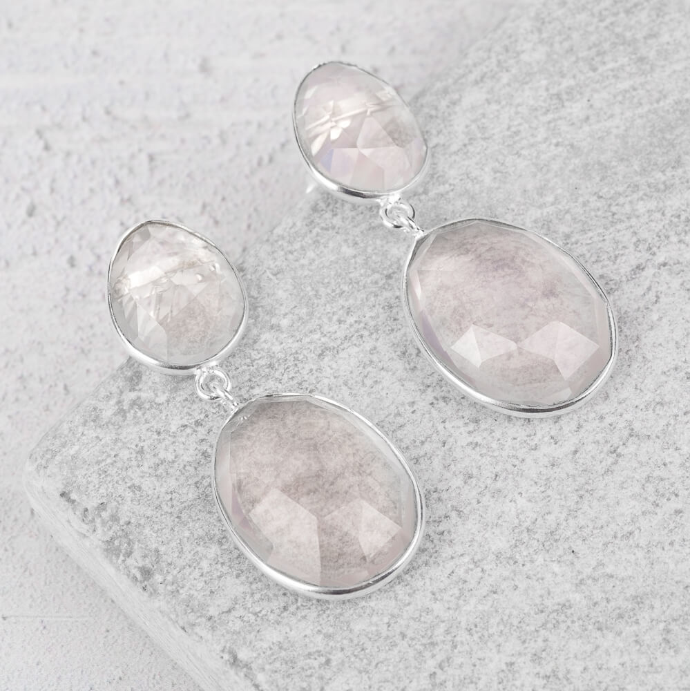oval rose quartz earrings