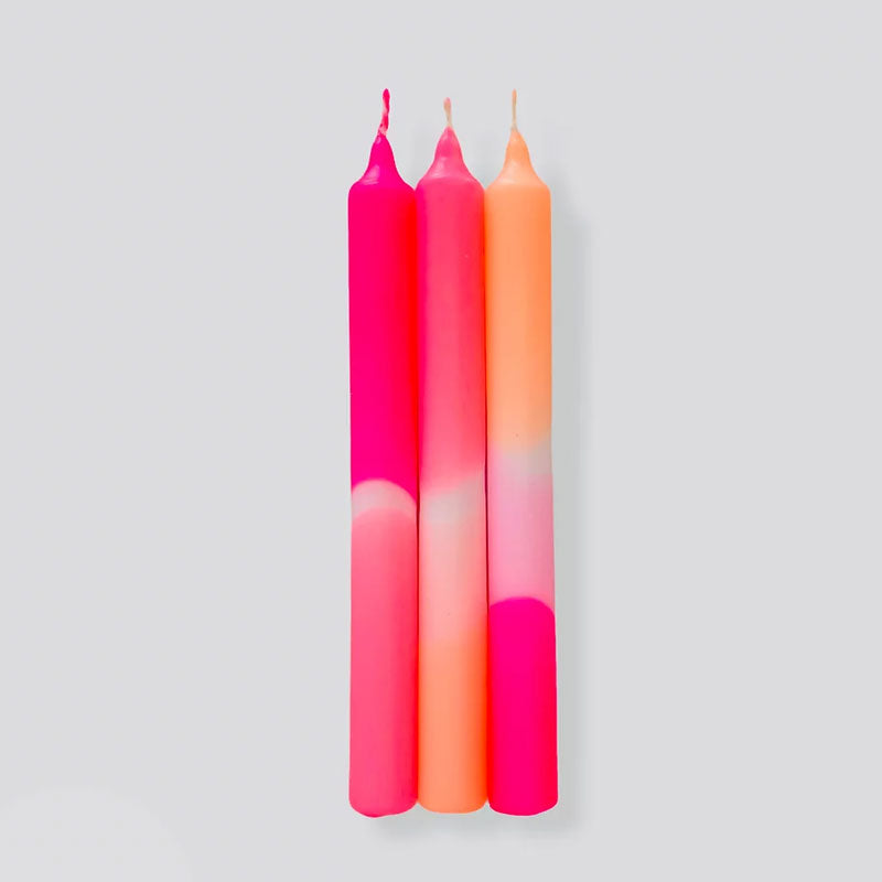 neon pink dinner candles