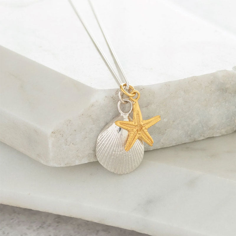 beach inspired jewellery shell and starfish charms