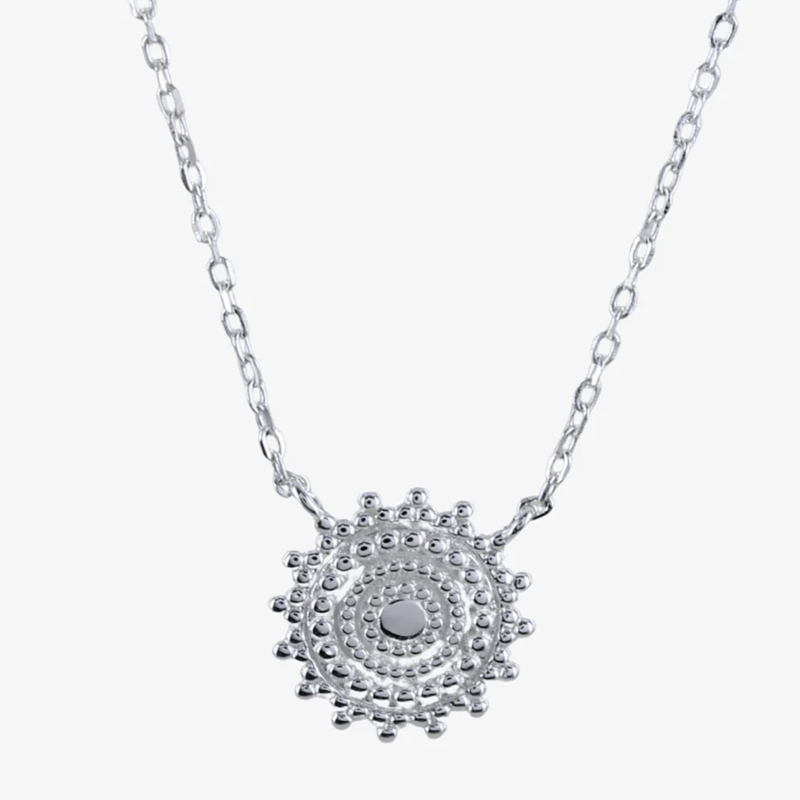 Silver catherine wheel necklace