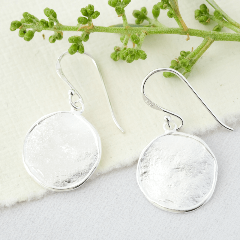 matt silver round earrings