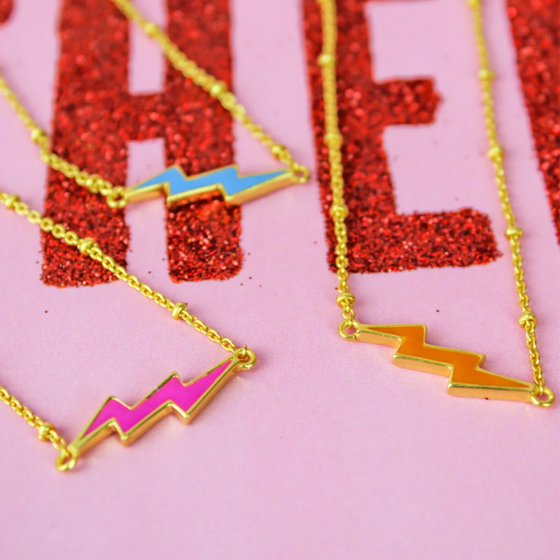 My Doris turquoise lightning bolt gold necklace