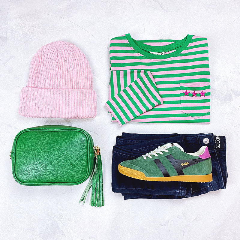 pink and green women's fashion edit for autumn 2023