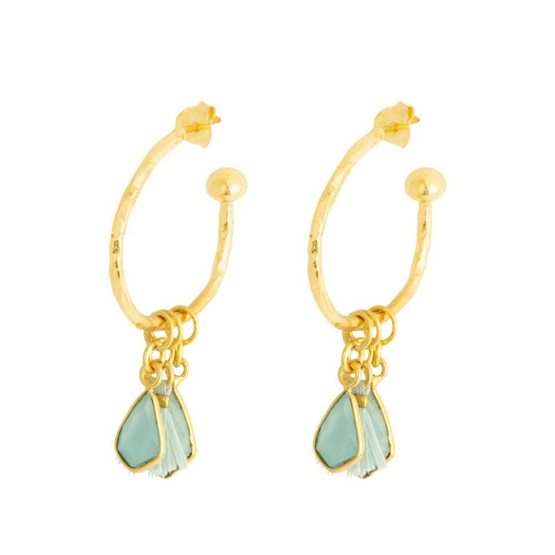 Ashiana Nicky Aqua Small Charm Hoops