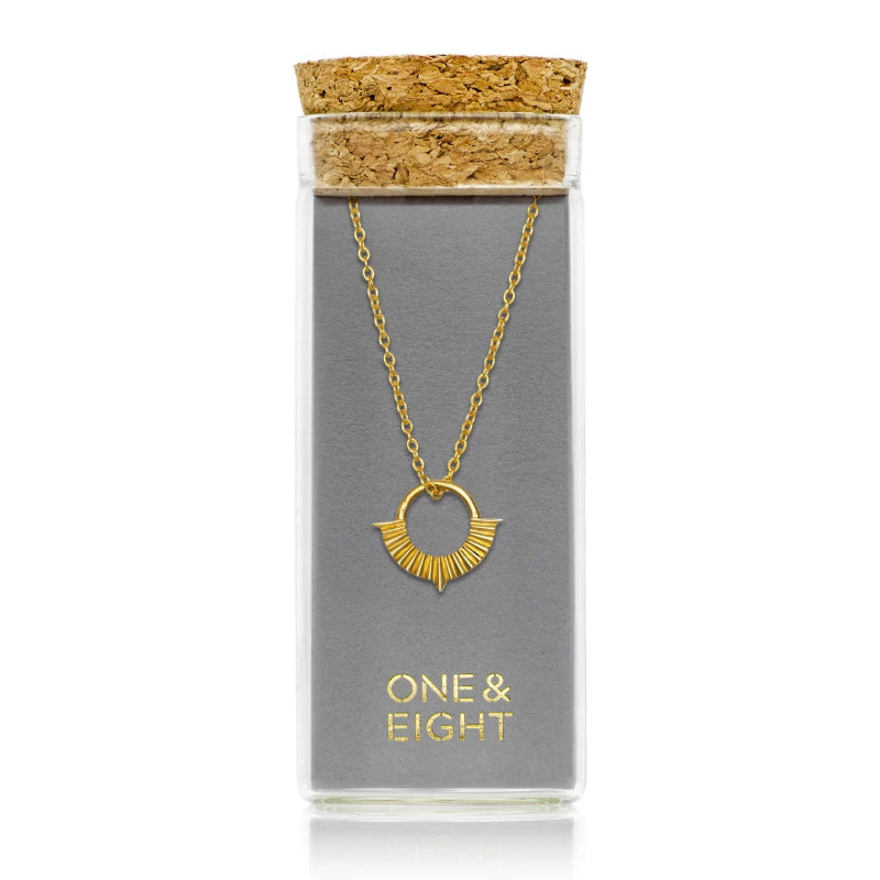 1 & 8 Gold Wren Necklace in bottle