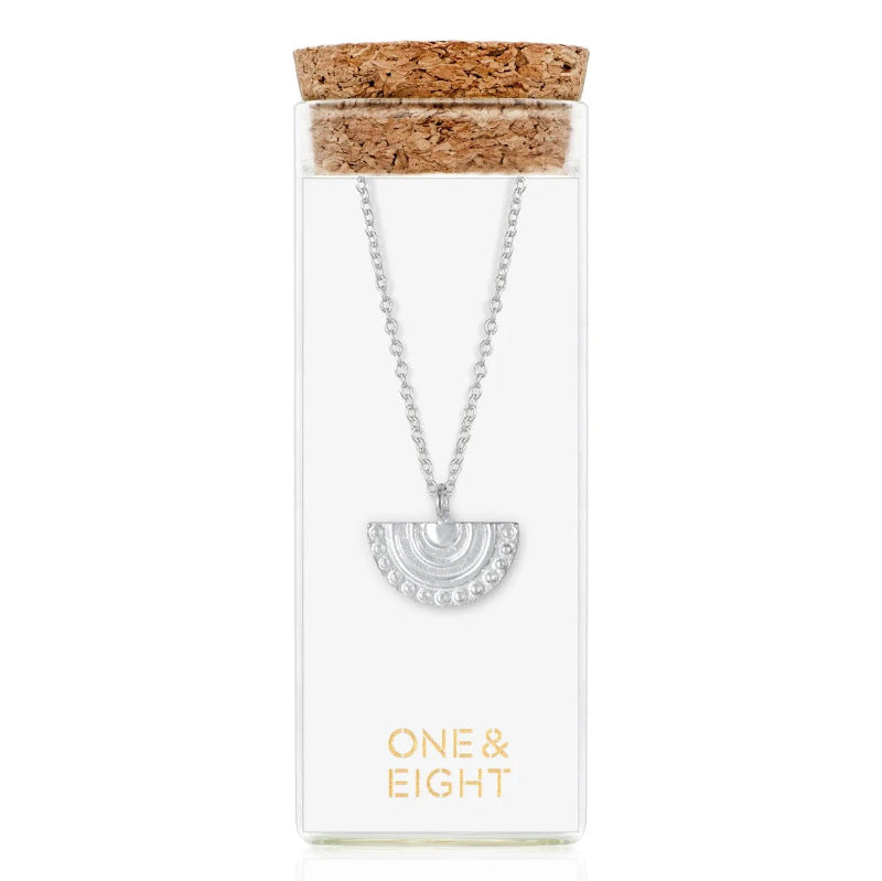 1 & 8 Silver Delphi Necklace in cork bottle