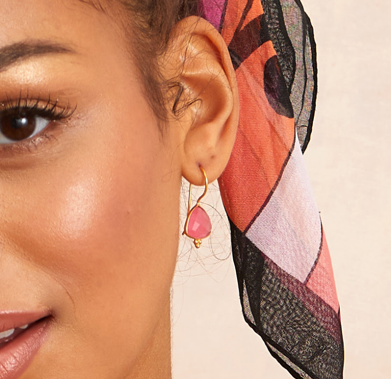 Ashiana Lola Pink Jade Earrings on model