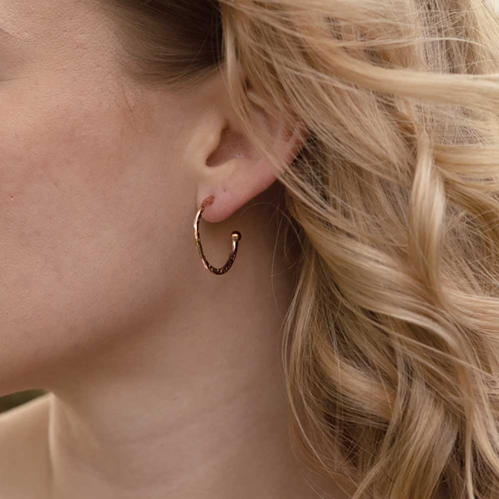 gold textured hoop earrings 