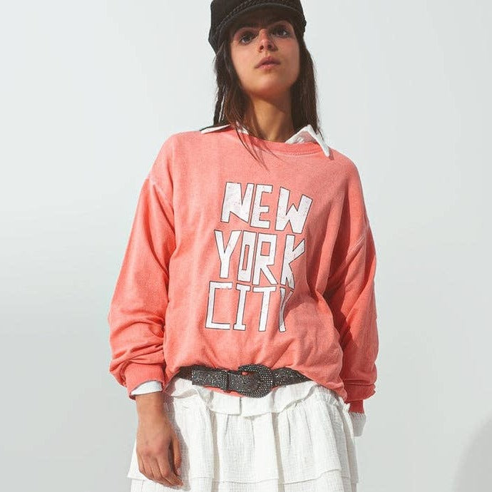 new your city sweatshirt coral