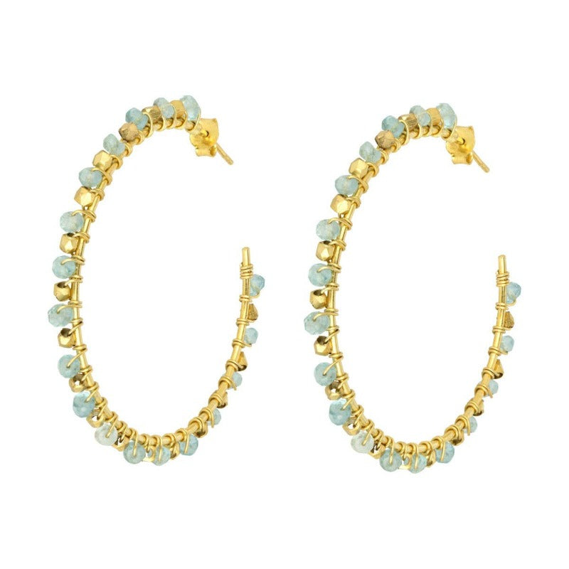 Ashiana Riva Hoop Aquamarine Earrings