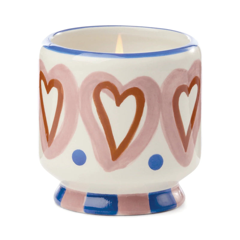 Adopo Cactus Hearts Ceramic Candle - Rosewood Vanilla