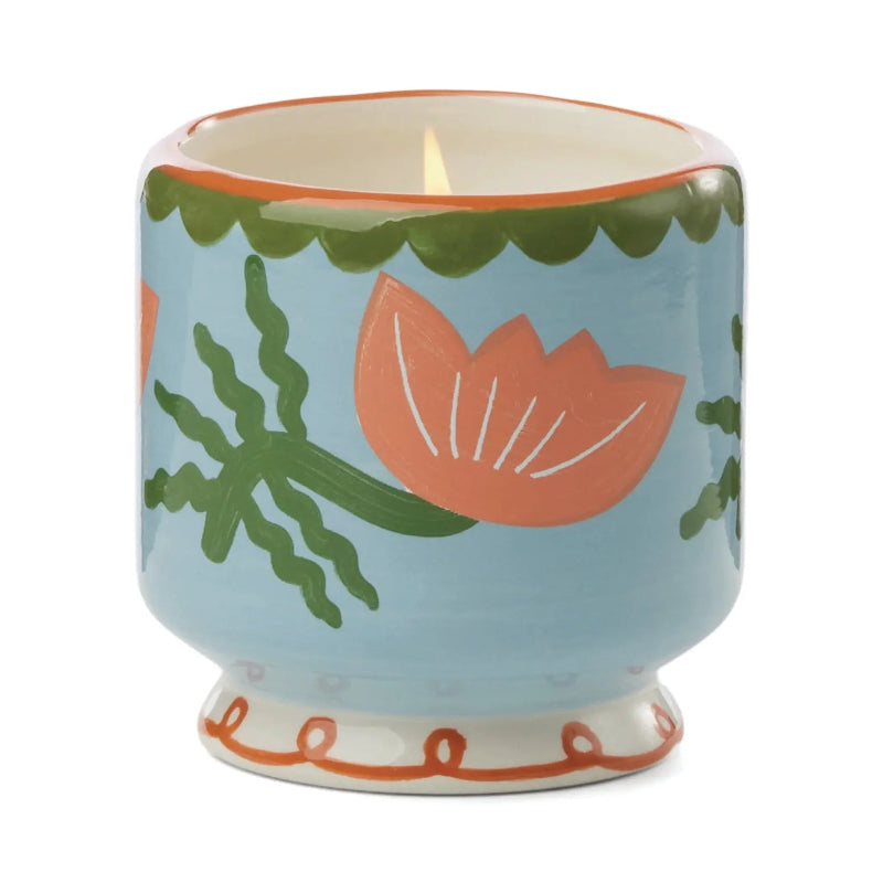Cactus flower candle on white background