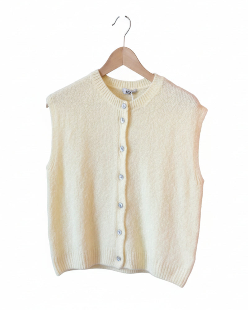 Sasa Alpaca Button Tank Top Lemon